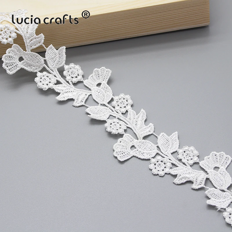 Lucia crafts 2y/lot много вариантов Белый цветок Вышивка Кружева Лента Ткань для шитья DIY материалы ручной работы аксессуары N0601