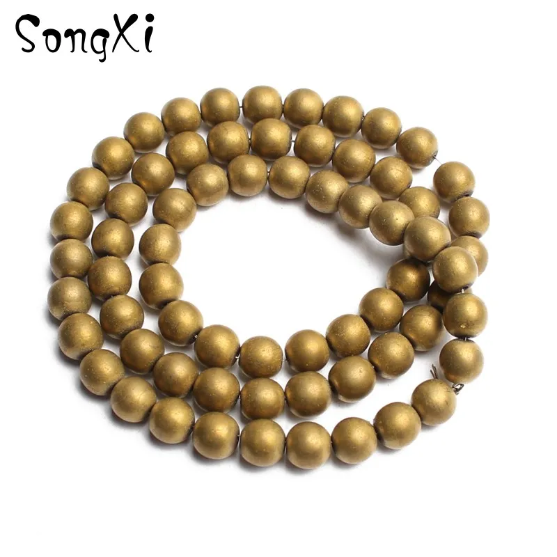 Натуральный Матовый Золотой Гематит каменные бусины для самостоятельного