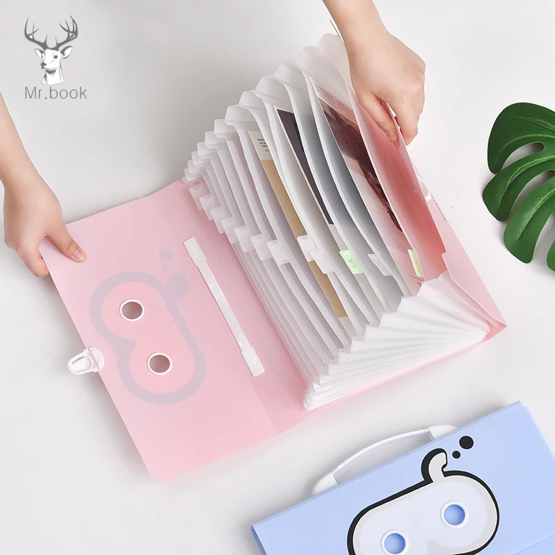13 карманов расширяющаяся папка для файлов Kawaii Pig A4 классификация тестовая бумажная сумка бизнес расширение папки для документов
