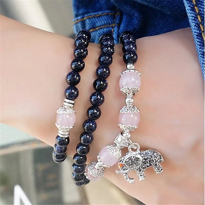 Новый многослойный регулируемый браслет из бисера слон кулон натуральный