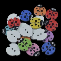 100pcs wood buttons mixed ladybug sewing apparel for clothes scrapbooking decorative crafts needlework diy accessories