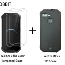 For AGM X2 Matte Black Soft Silicone TPU Back Cover Case 0.3MM 2.5D 9H Clear Tempered Glass Screen Protector for Agm x2