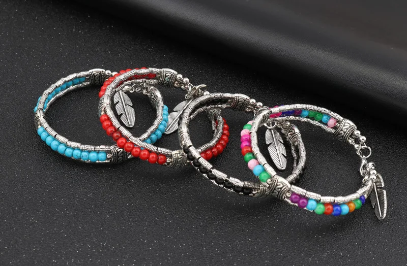 Btuamb Новый Макси натуральный богемский камень бисер браслеты и винтажные большие