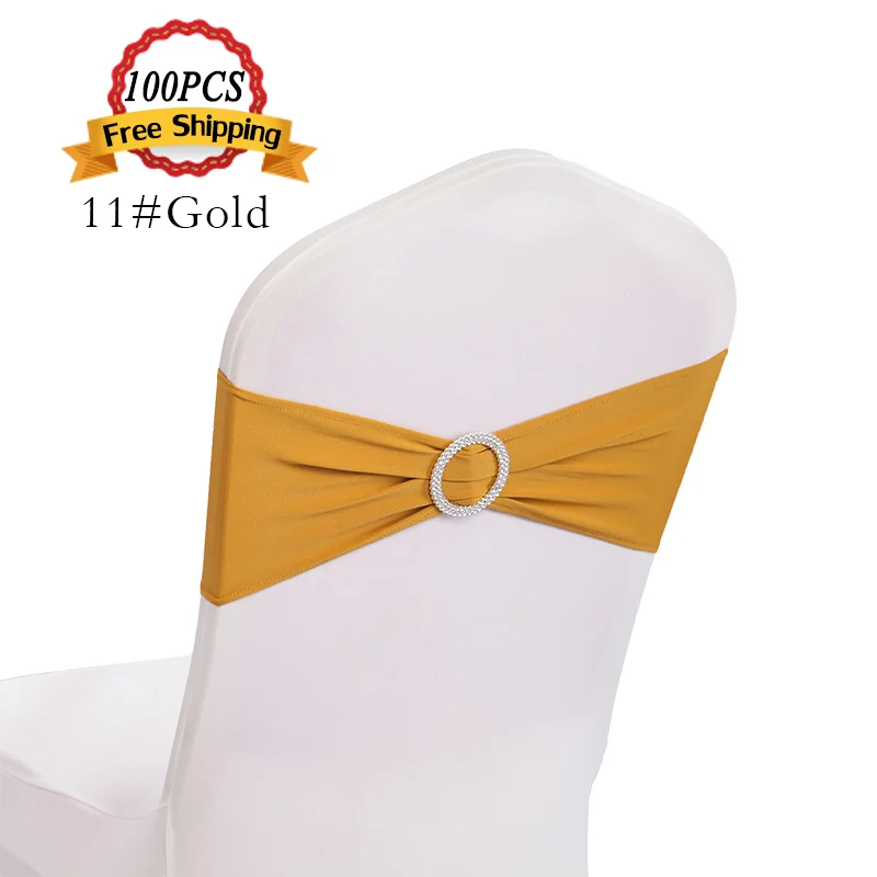 Оптовая продажа 100 шт. лайкра ремешки для стула с круглой пряжкой свадебный