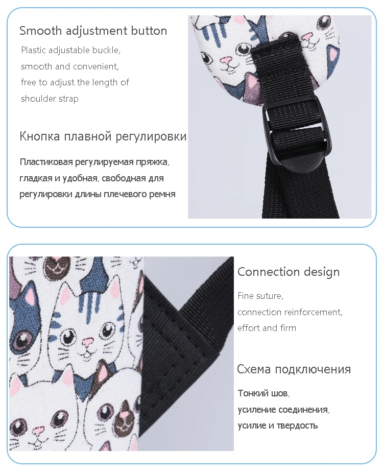 CIKER холщовый рюкзак с принтом кота, школьные сумки для девочек-подростков, рюкзак в консервативном стиле, милая сумка для книг, Mochila Feminina