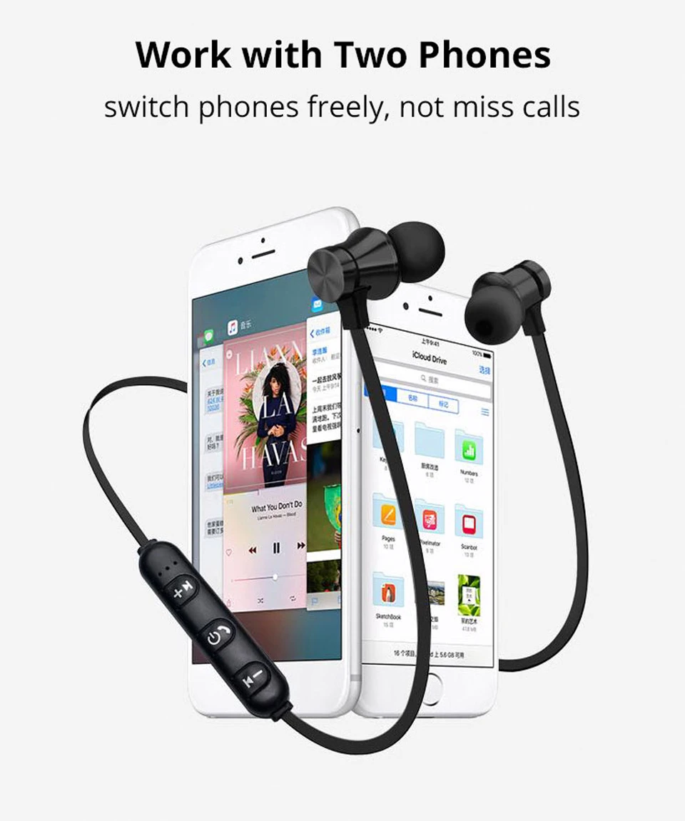 Беспроводные наушники, bluetooth-гарнитура, магнитные наушники, водонепроницаемые спортивные наушники с микрофоном для iPhone, sony, Xiaomi, Meizu, игровая гарнитура