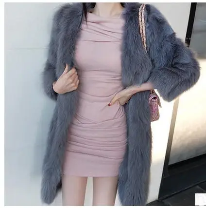 S/6Xl женские длинные секционные искусственные меховые пальто большого размера повседневные куртки с искусственным лисьим мехом Большие размеры Модные женские меховые пальто Ck48