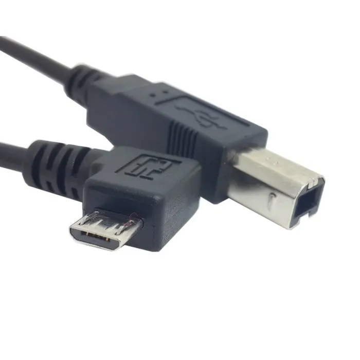100 шт. 80 см Прямоугольный 90 градусов микро USB OTG к стандарту B мужской тип принтер