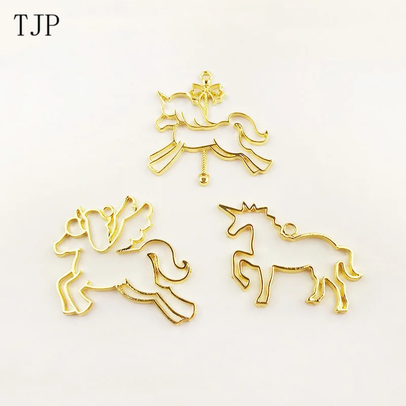 5 шт./лот подвеска на металлическом каркасе в форме когорна и Пегаса Золотая с