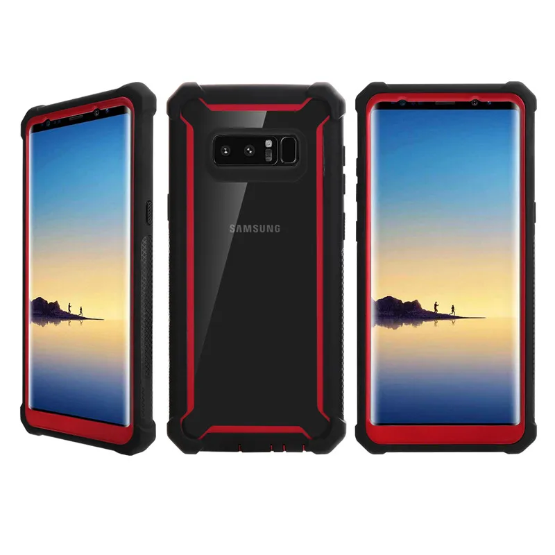 Black Red Беспроводная зарядка Модный Цветной двухцветная строчка samsung s8 s9 s10 Plus s10lite note9 PU силиконовый защитный чехол 360 градусов - Цвет: Black Red