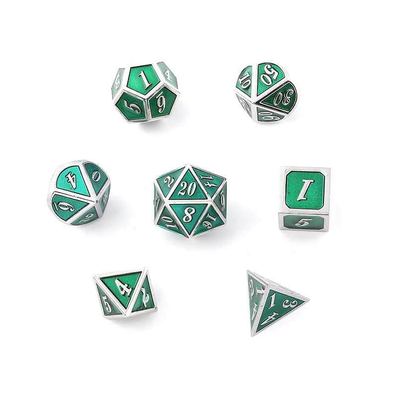 Игральные кости DND металлические Rpg набор многогранные подземелья и дракон черные настольные игры D& d кубики шаблон D6 цинковый сплав Зеленый цифровой