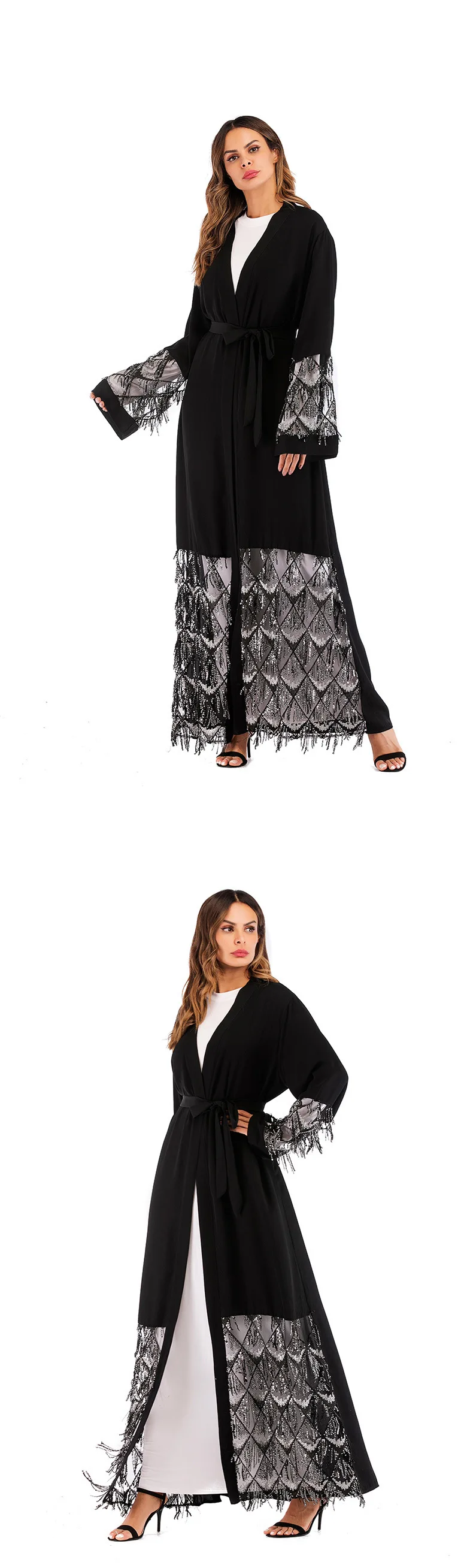 Мусульманский Сетчатое платье с пайетками с Nida ОАЭ abaya Макси платье длинный рукав рубашки длинные халаты Jubah кимоно Рамадан Арабский исламский кафтан ноги Услуги
