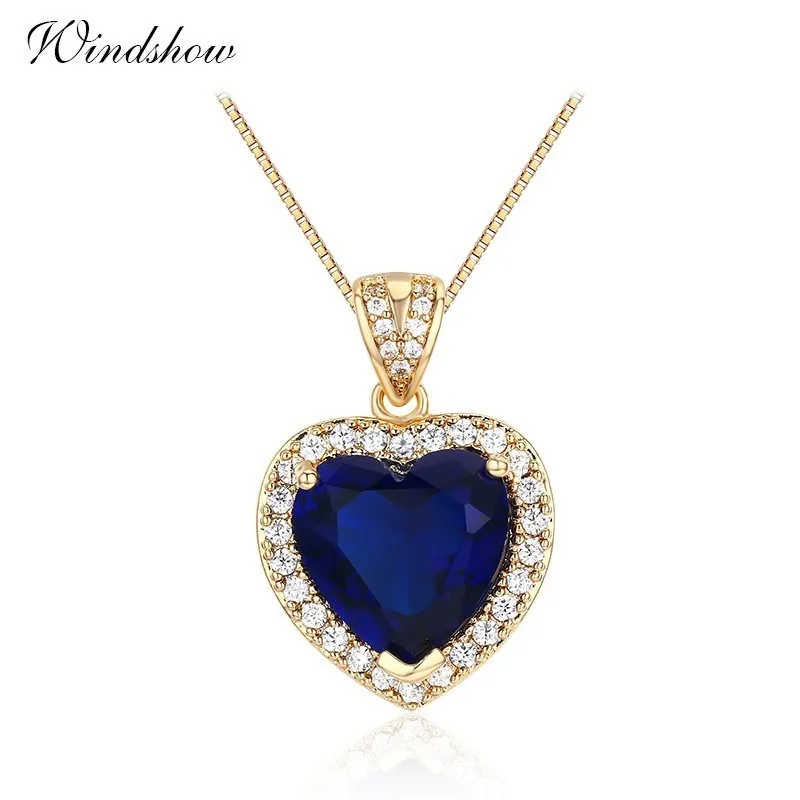 Женское ожерелье с подвеской в виде сердца океана персикового темно синего цвета