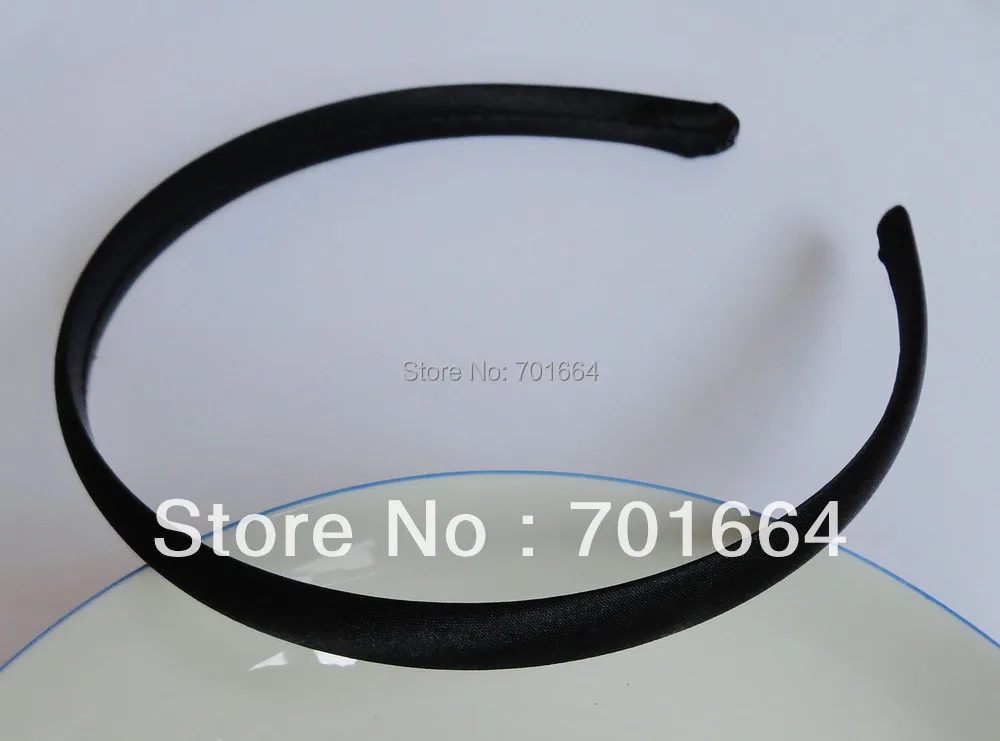 

10PCS 12mm Black Satin Fabric Wrapped Plain Plastic Hair headbands for Handmade hair accessories wholesale