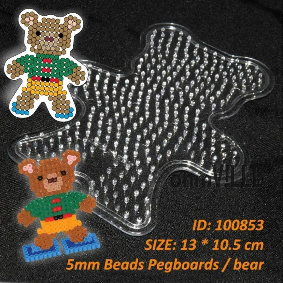 100853 Медвежонок Pegboards для 5 мм Perler Хама бусины плавленые шарики узоры ~ прозрачный