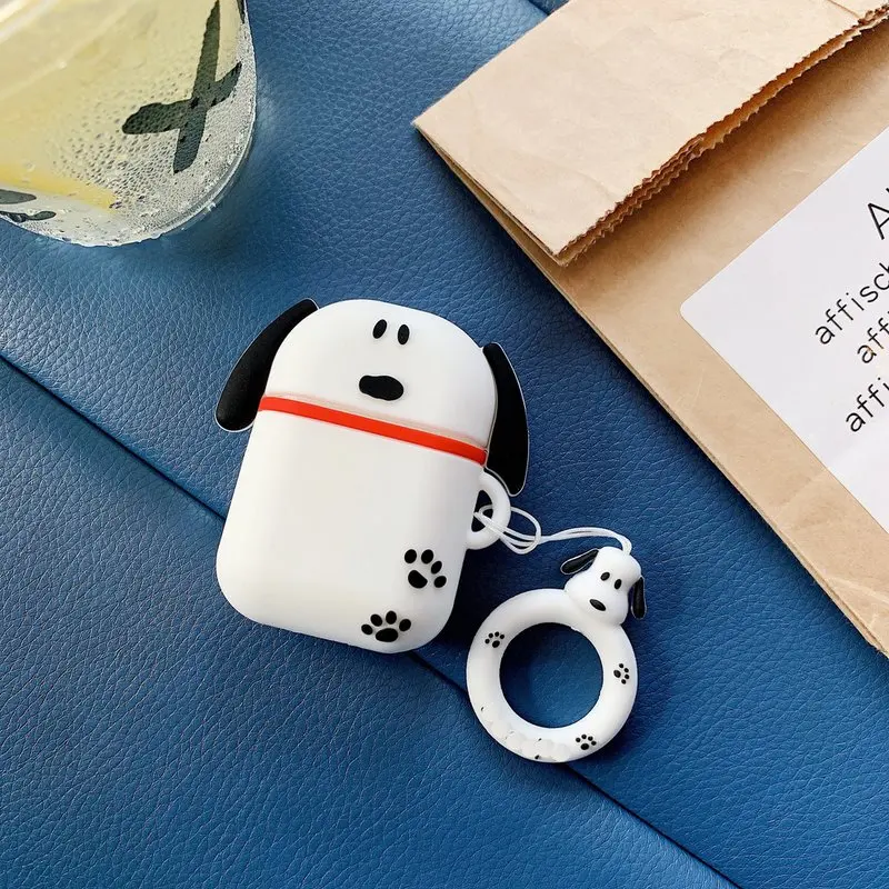 White Dog Bluetooth чехол для наушников с 3D милым рисунком из мультфильма "Charlie peanuts Dog" силиконовый чехол для наушников для Apple Airpods 1 2 чехол для зарядки s - Цвет: White Dog