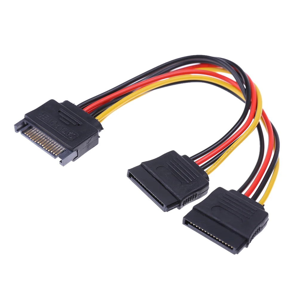 

15 Pin SATA Power Cable Male to Female 2 SATA Splitter 90 Degree Power Adapter Cable 20cm For HDD hard disk