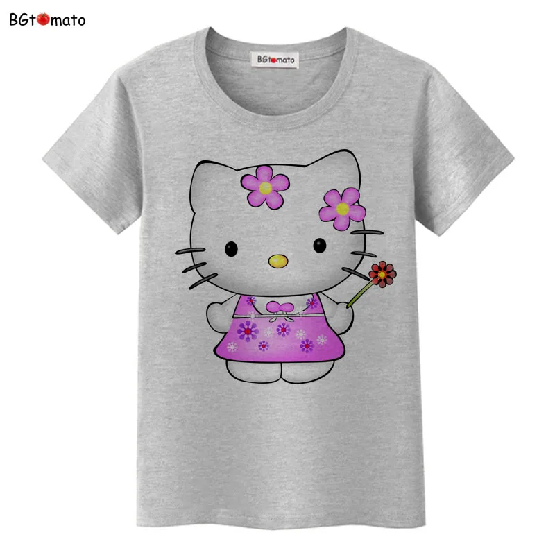 BGtomato hello kitty, милые футболки с героями мультфильмов, женская летняя классная одежда, брендовые Топы хорошего качества, удобные повседневные рубашки