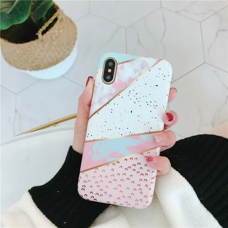 Мраморный чехол для телефона iPhone X 10 с геометрическим узором 6S 6 7 8 Plus забавные