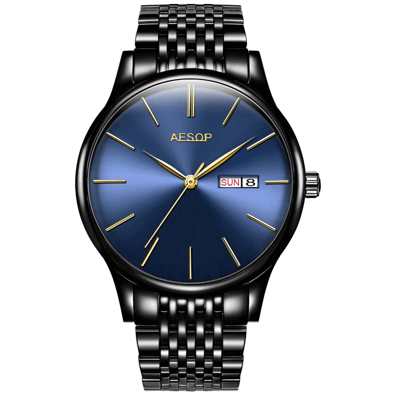 black and blue Мужские часы Топ люксовый бренд Relogio Masculino модные мужские часы Стальные спортивные мужские часы reloj hombre montre homme - Цвет: black and blue