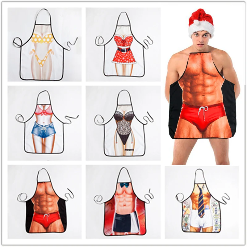 Сексуальный мышечный Взрослый мужской кухонный винтажный нагрудник с печатным