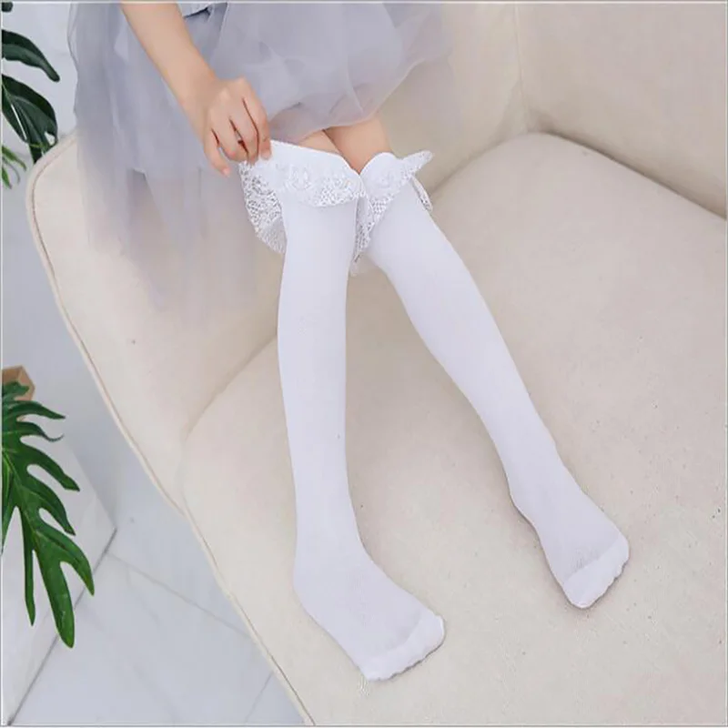 Летние детские тонкие колготки до колена из хлопка однотонные длинные Лидер