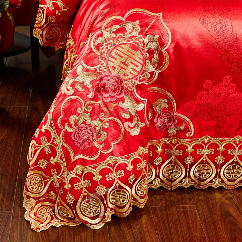 Роскошный китайский свадебный комплект постельного белья из 4/6/9 предметов