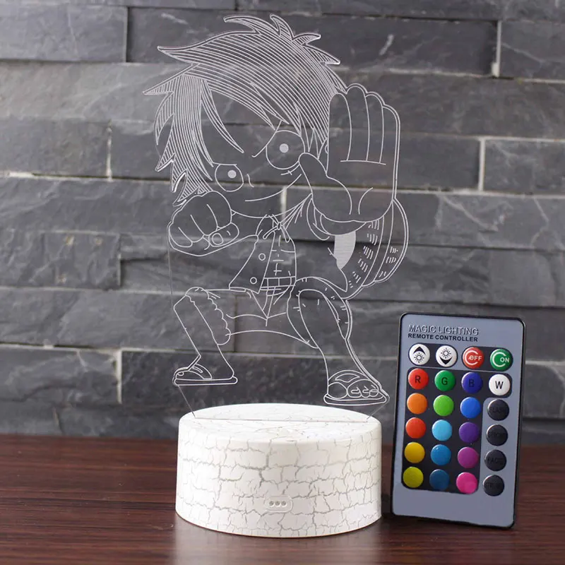 3d лампа в стиле Луффи для боевых искусств светодиодный ночсветильник 7 цветов