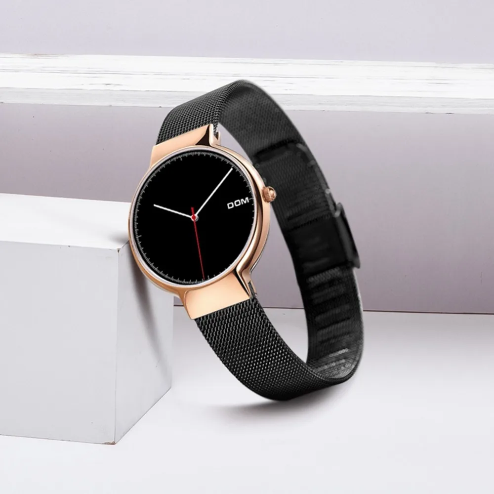 Женские часы DOM брендовые Роскошные модные кварцевые женские цвета розового