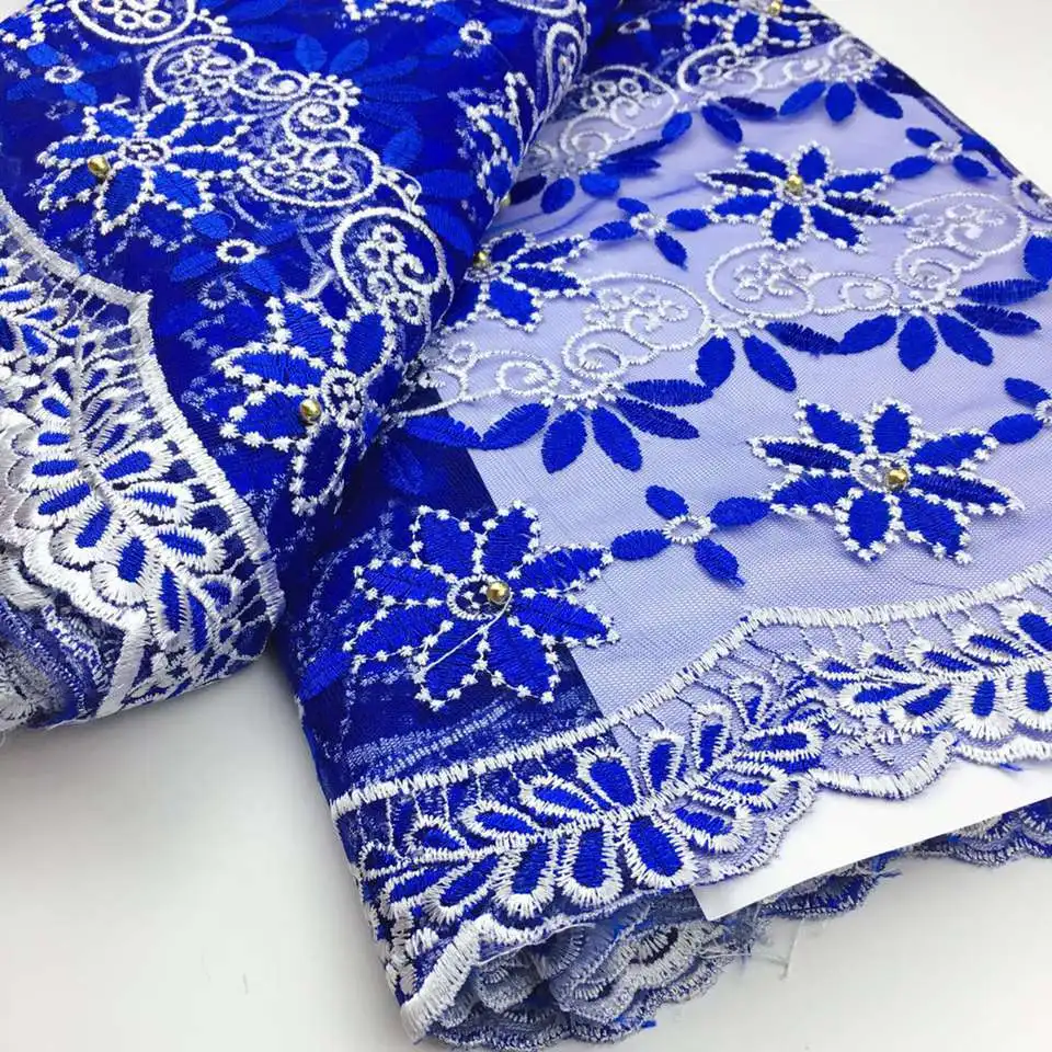 2018 Высококачественная нигерийская кружевная ткань новейшая с бисером