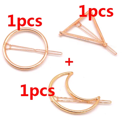 3pcs 1/2/3 предмета, модная Заколки для волос для Для женщин девушки корейский стиль заколки для волос с геометрическим рисунком заколки нарисованной длинноволосой девочкой; аксессуары для волос; ручки Головные уборы - Цвет: 3pcs