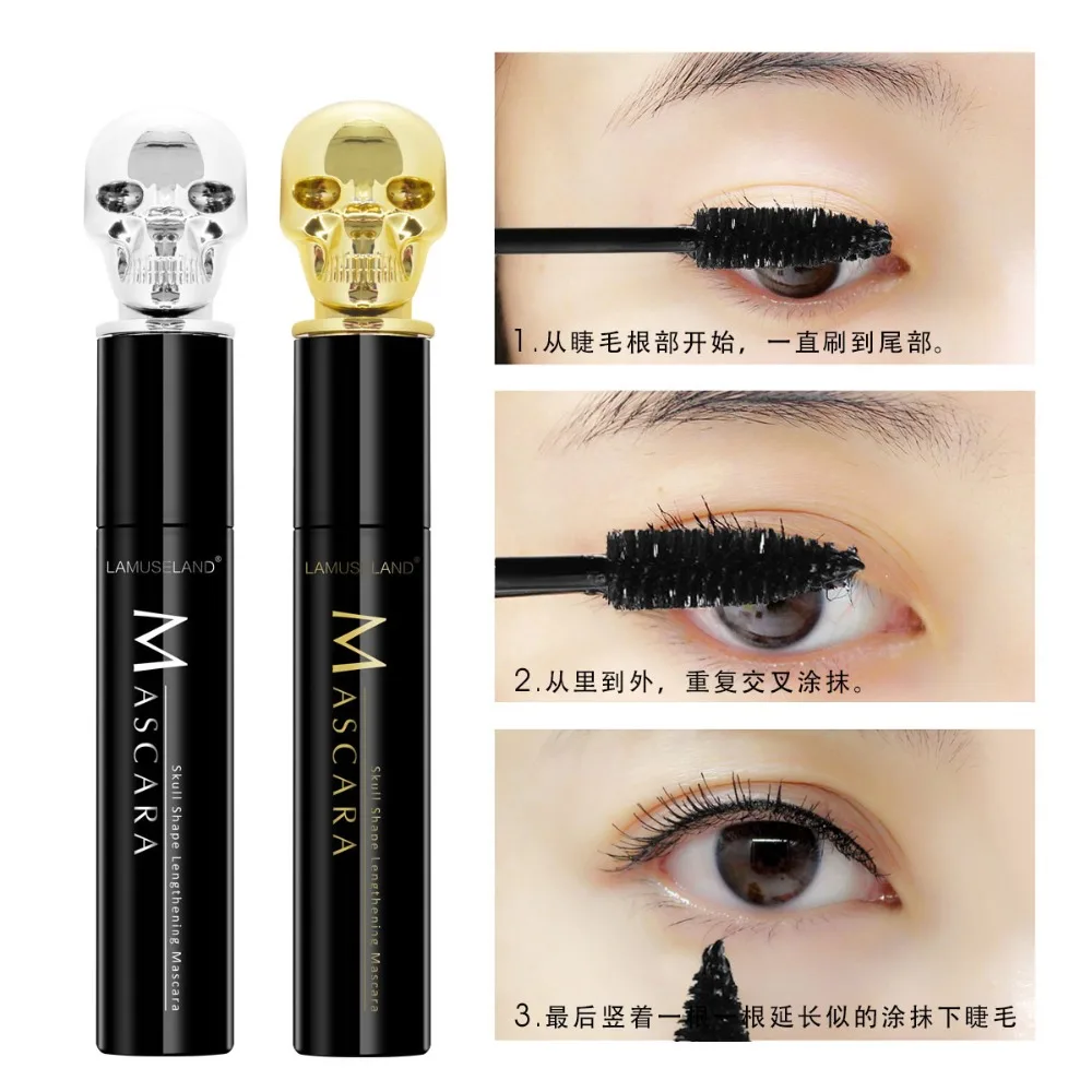 3D волокно толстый черный шифон череп тушь для ресниц растягивающийся локон
