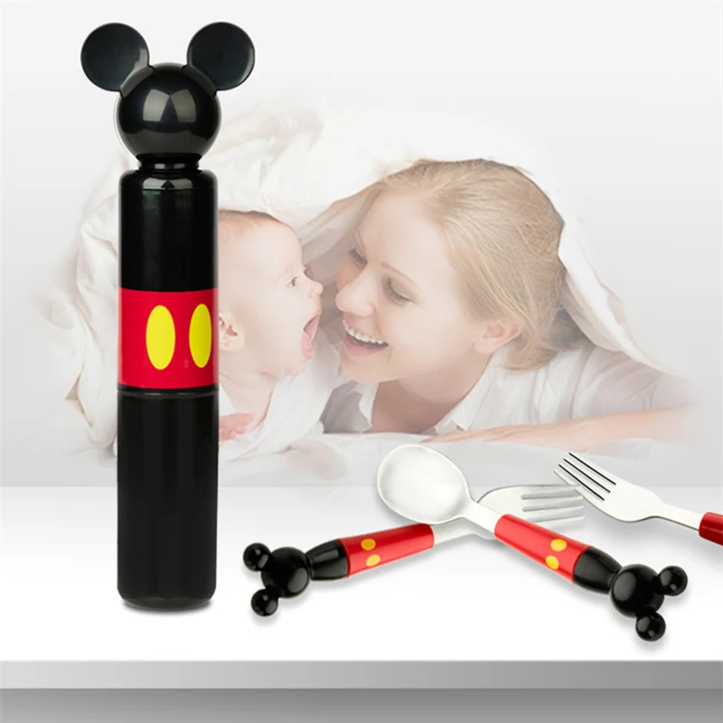 Детская посуда ложка из нержавеющей стали вилка переносная коробка набор