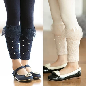 Леггинсы Детские демисезонные длинные с бантом, белые, темно-синие, бежевые