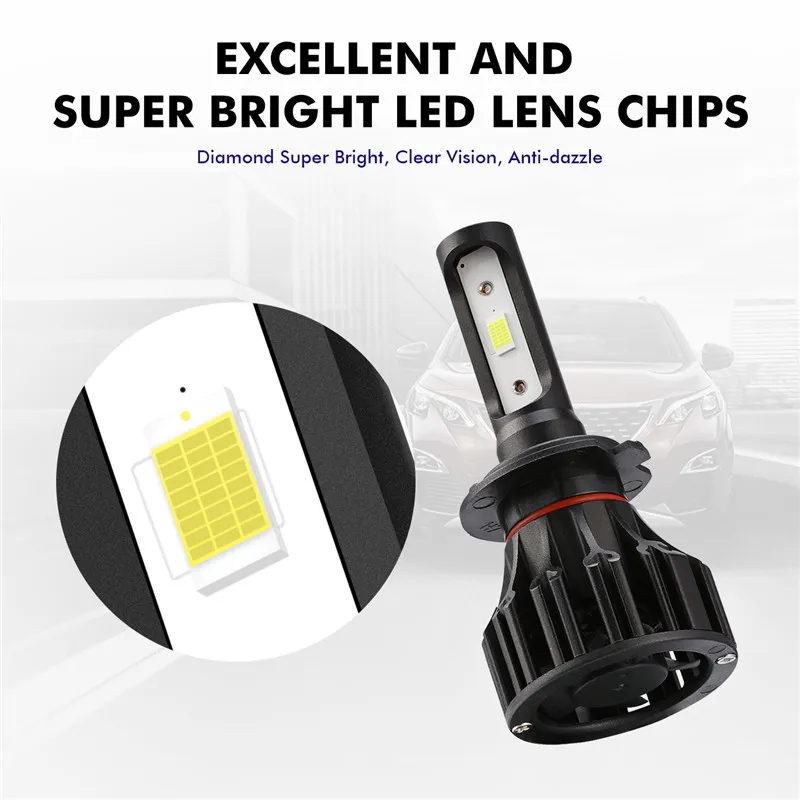 Oslamp светодиодный фар H7 H11 H1 H3 9006 9005 моноблочные светодиодные чипы 8000lm 72 Вт 6500 к