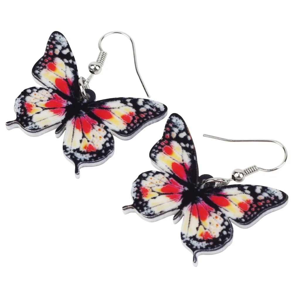 Акриловые уникальные цветочные серьги Bonsny в виде бабочек и насекомых большие