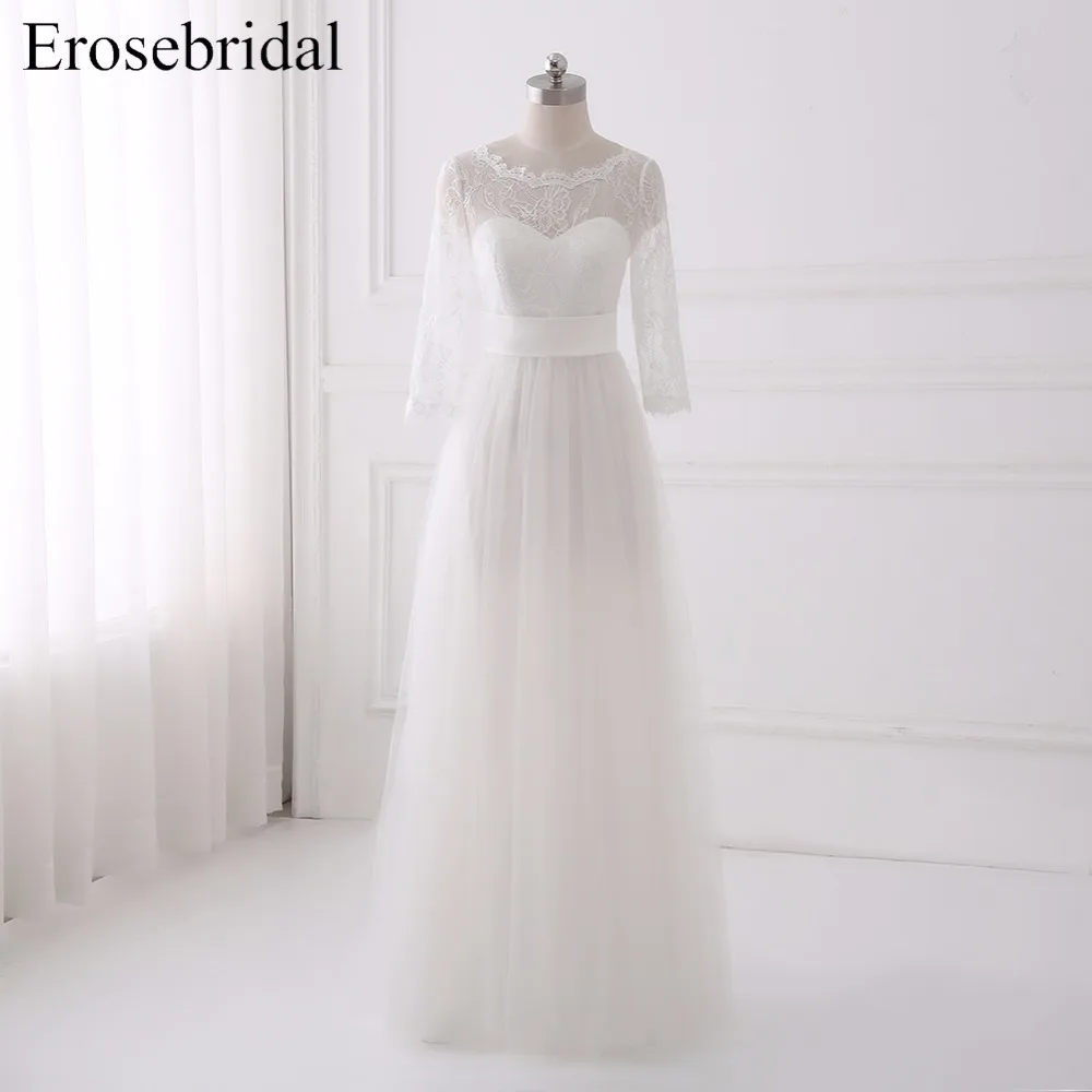 Женское платье с длинным рукавом Erosebridal простое большого размера открытой спиной