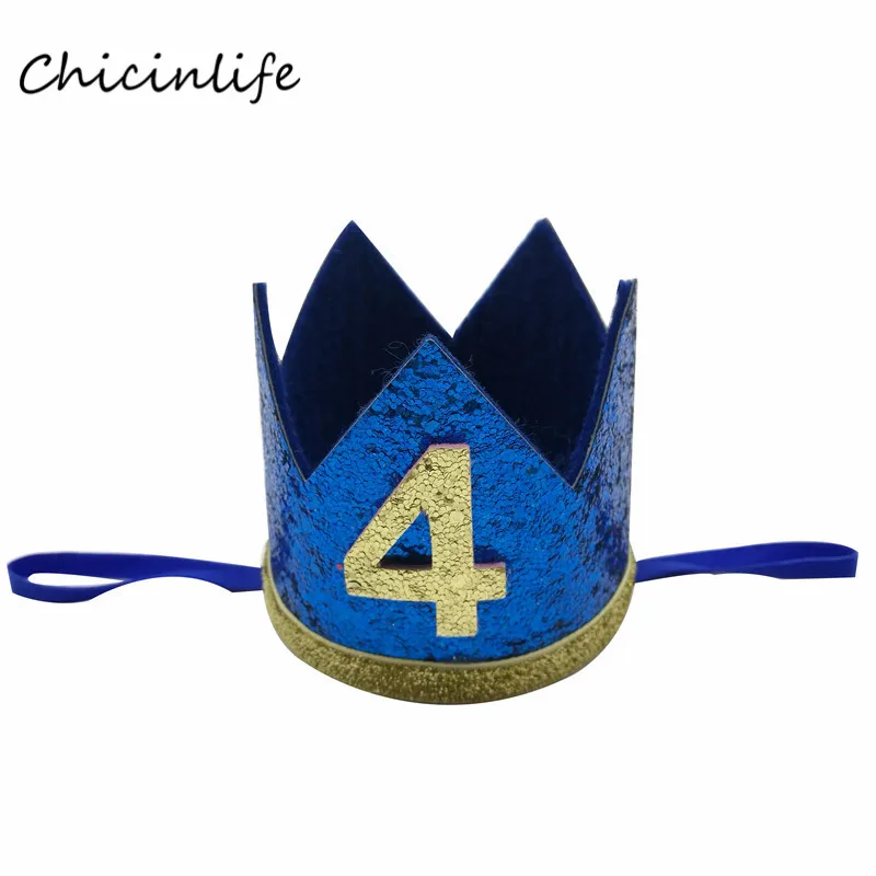 Chicinlife мальчик девочка 4th Happy Birhday украшение номер 4 шар День рождения корона шляпа 4 года День рождения принадлежности - Цвет: Boy 4