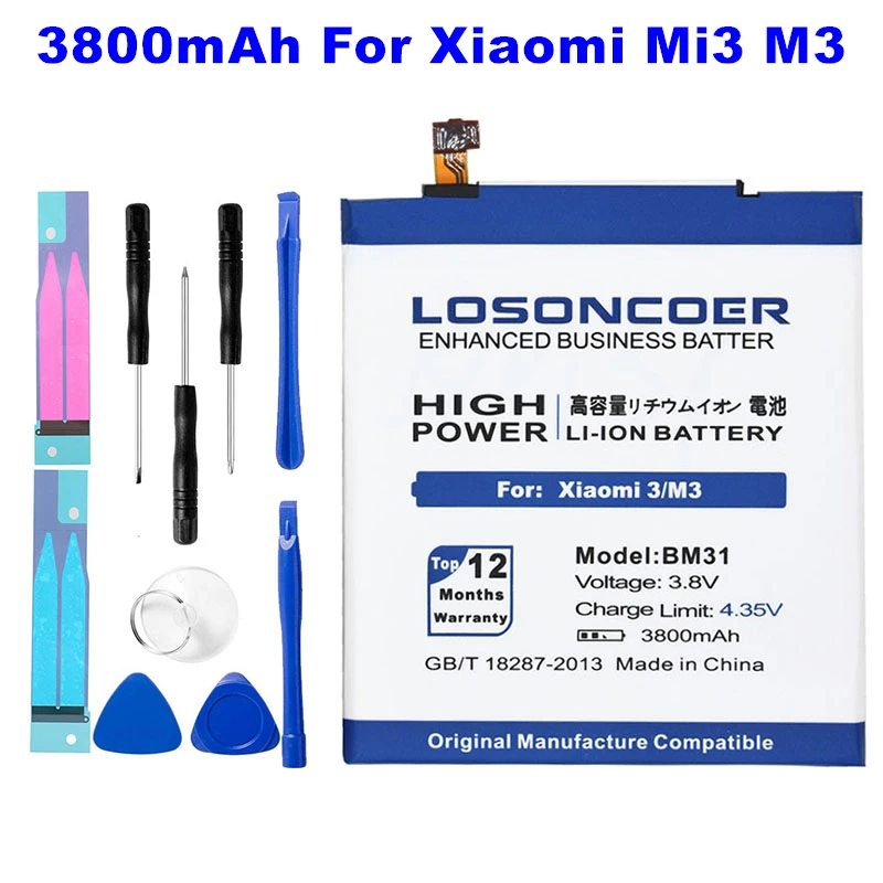 LOSONCOER 3800 мАч BM31 мобильного телефона Батарея Для Сяо mi 3 M3/Сяо mi 3/Сяо mi 3 телефон Батарея