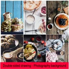 Фон для фотосъемки с двусторонней деревянной текстурой, бумага, марля, вилка, ложка для студийных фотографий, декоративные предметы для еды