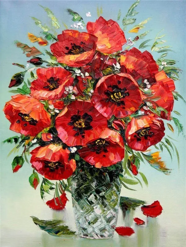 8073 Алмазная вышивка huacan Flowers стразы, квадратная/круглая Алмазная мозаика, алмазная живопись, цветок мака - Цвет: 8073