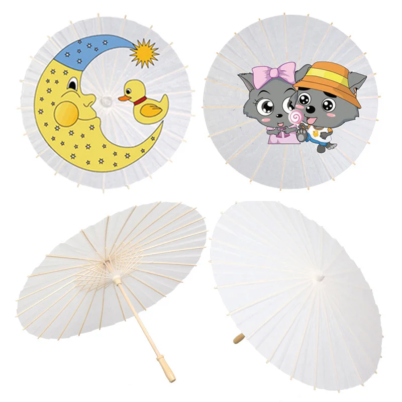 Chinese Style Blank DIY hand painted Oil Paper Umbrella for Children Project Art Decor Accessories Painted Decorative | Канцтовары для
