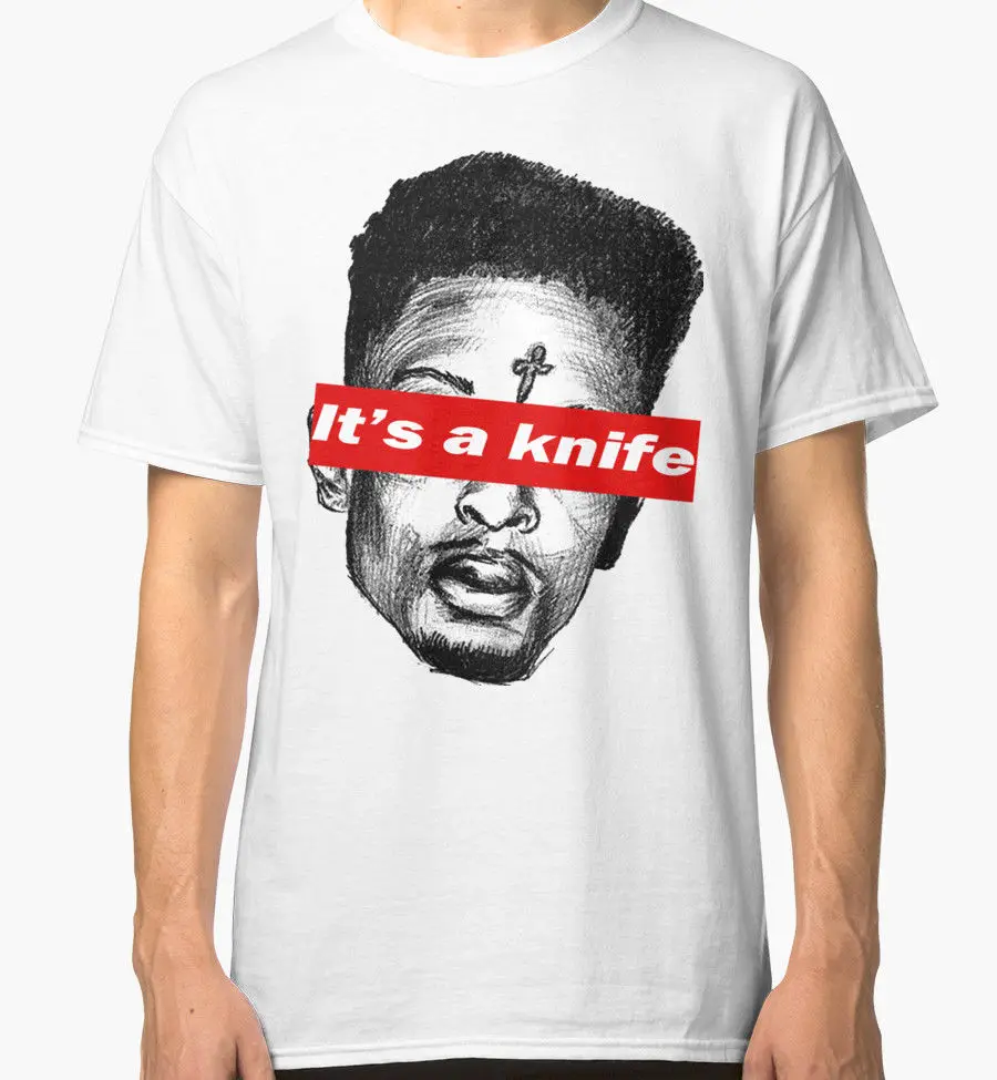 21 Savage это Ножи Для мужчин белый топы футболки Костюмы 100% хлопок короткий рукав