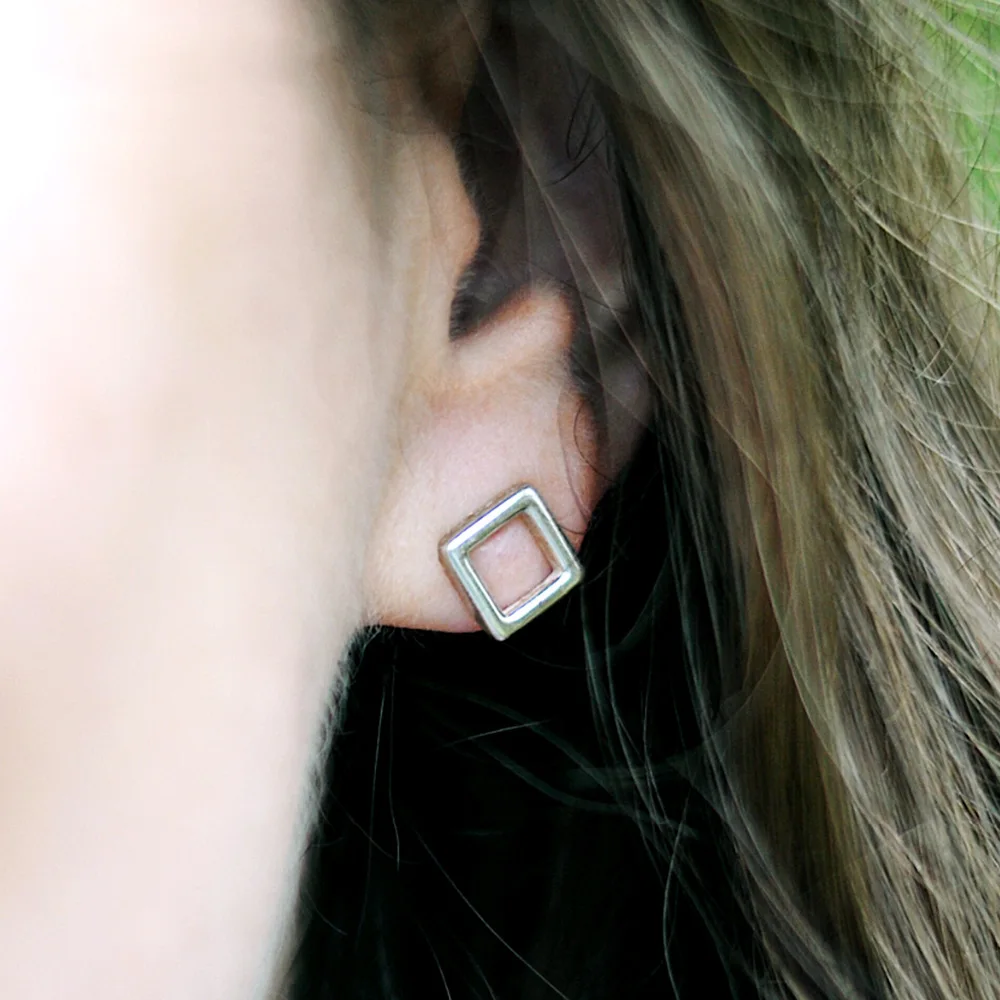 Новинка 2019 роскошные квадратные серьги гвоздики геометрической формы из чистого