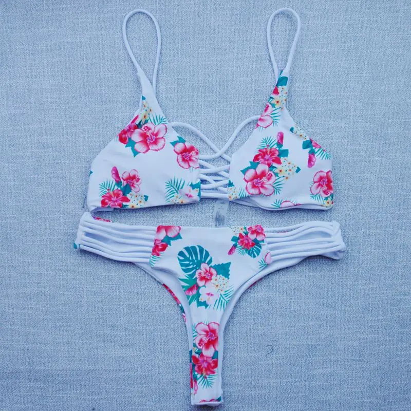 Летние пикантные бикини трикотажные ремни купальник Для женщин Купальники бинты