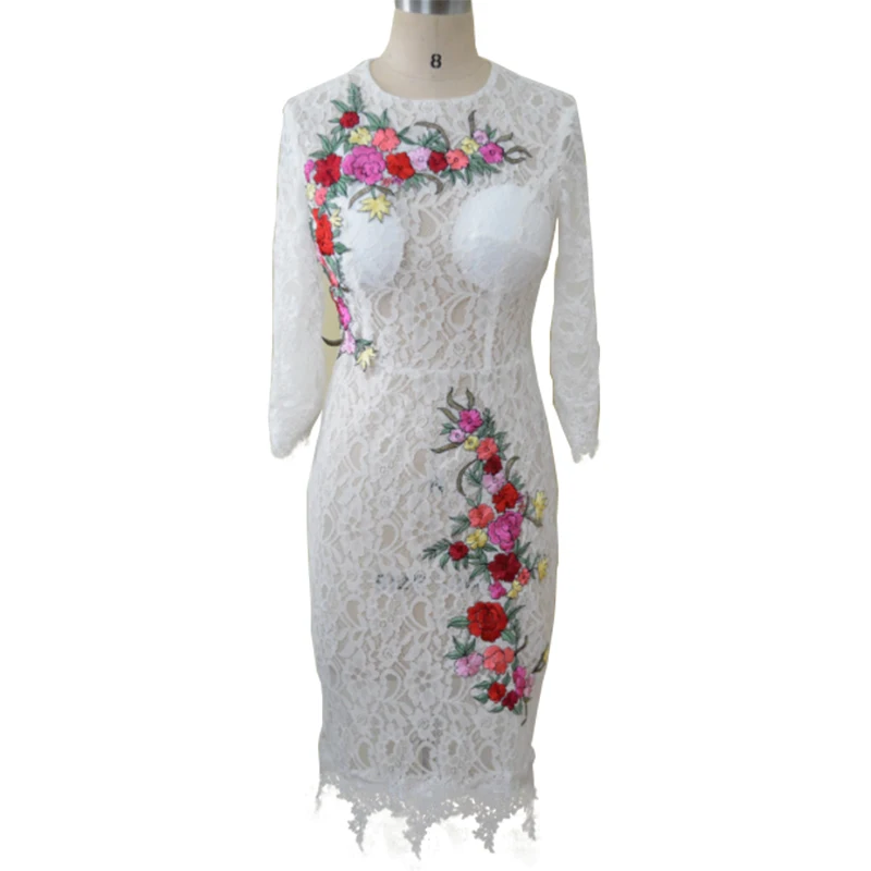 Белые короткие кружевные платья для матери невесты 2018 платье футляр с вышитыми