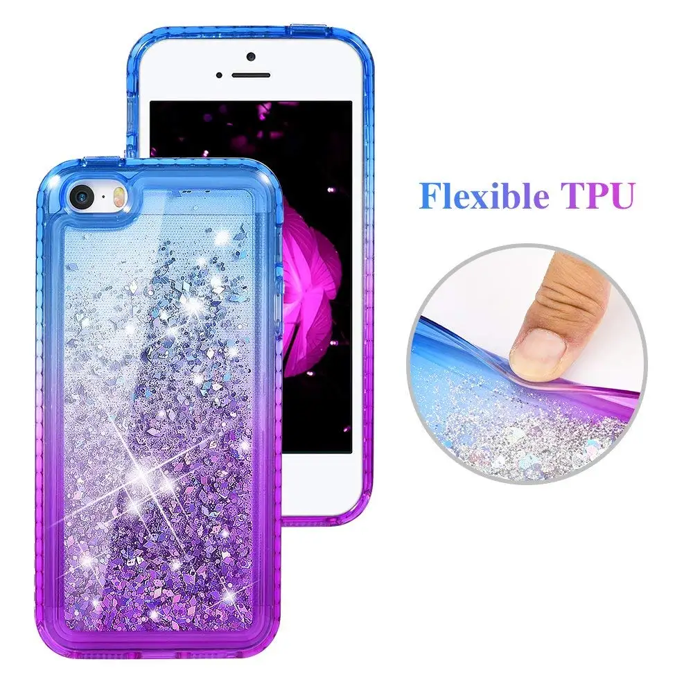 Gradient Quicksand Phone Case for iPhone 5S SE 5 Glitter Bling Protective Cover TPU Liquid Sparkle Girl | Мобильные телефоны и