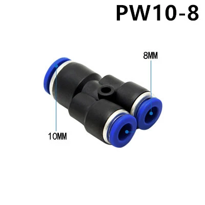 PW-6 8 10 12 мм 1 шт. Пневматические Быстроразъемные Соединения газовые трубы пластиковые трубы выпуск воздуха, деталь для соединения Y уменьшенный диаметр пневматического соединения - Цвет: PW10-8