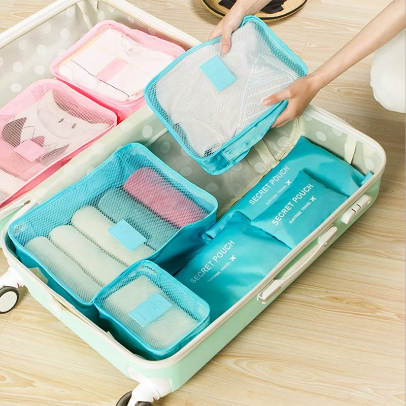 INFEYLAY travel organizer 6 PCS Oxford Waterproof Travel Bag Packing Cubes Luggage Organizers Shoe Laundry Bags | Багаж и сумки