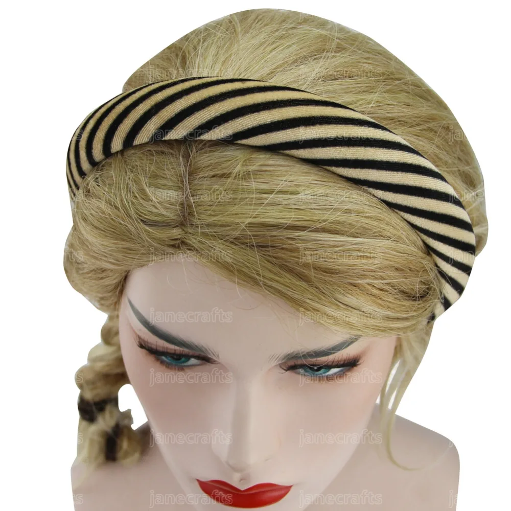 Повязка на голову женская бархатная в полоску золотистая и черная 2 5 см |